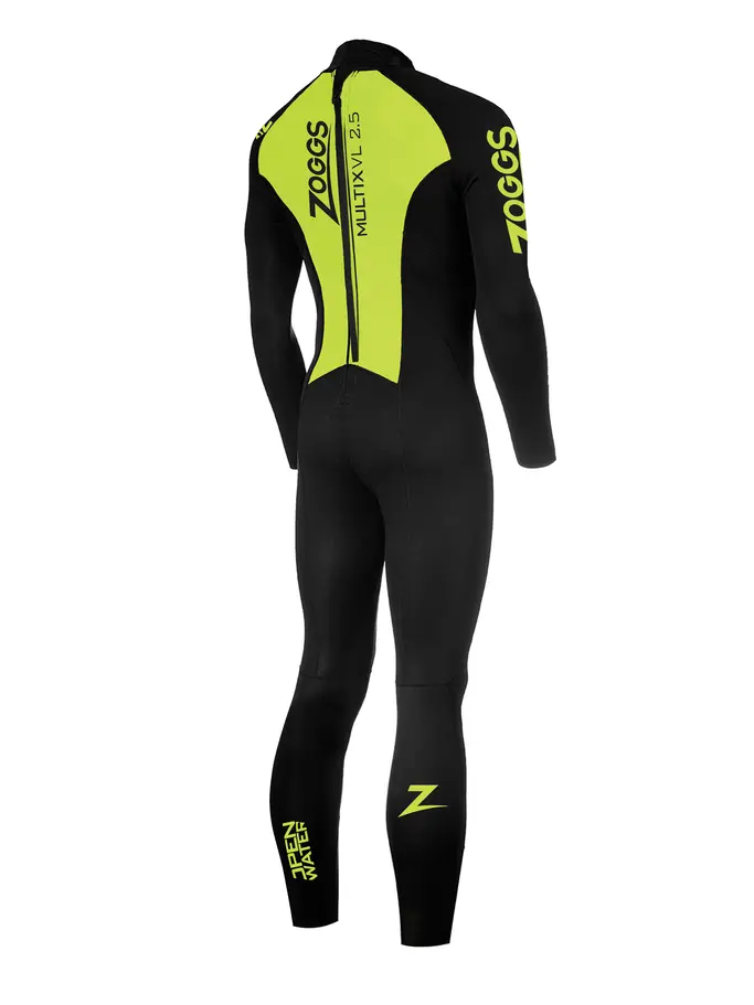 Sale,Clearance, Ansicht Großes Bild der Vorderseite Product detail - Zoggs Mens Swimming Multix VL Wetsuit 2.5mm black/lime