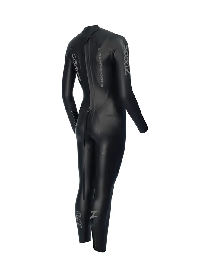 Sale,Clearance, visualizzare l'immagine full size della vista frontale di Product detail - Zoggs Womens Swimming Black Marlin Wetsuit 5/3/1.5 mm black/silver