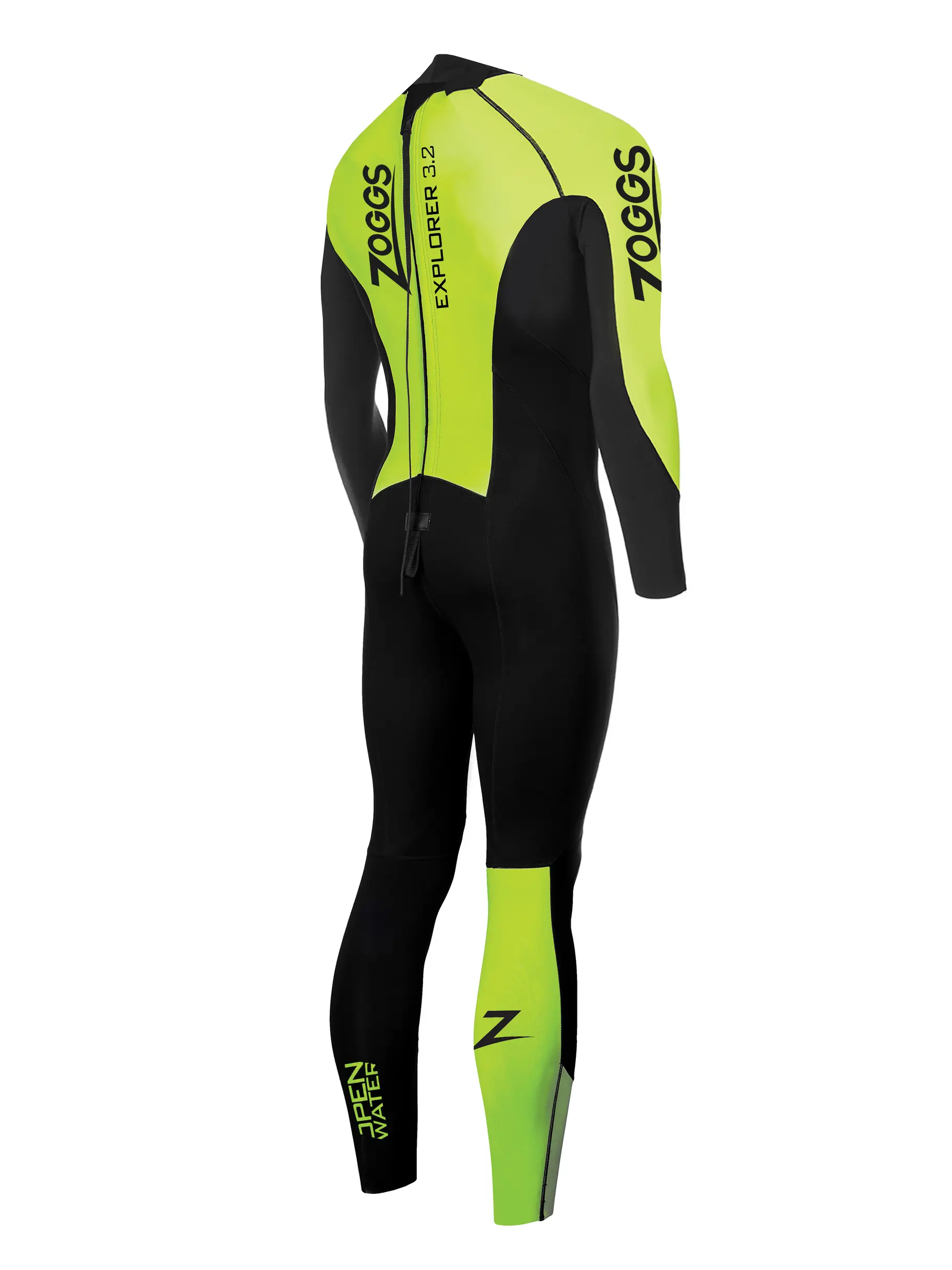 Sale,Clearance, Ver imagen de tamaño completo de Vista frontal de Product detail - Zoggs Mens Swimming Explorer FS Wetsuit 3/2/2 mm black/lime