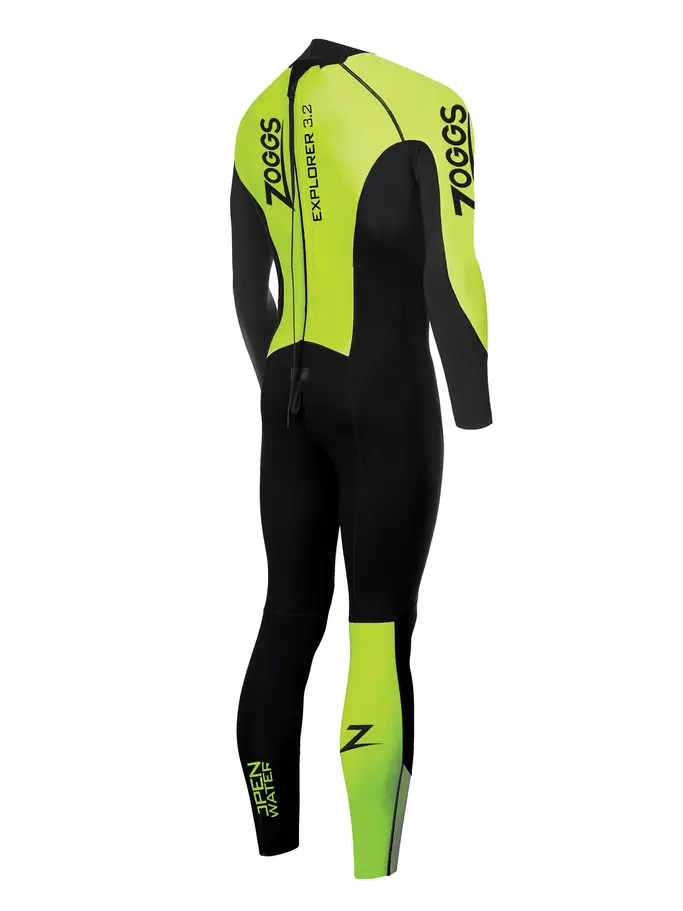 Sale,Clearance, Ver imagen de tamaño completo de Vista frontal de Product detail - Zoggs Mens Swimming Explorer FS Wetsuit 3/2/2 mm black/lime