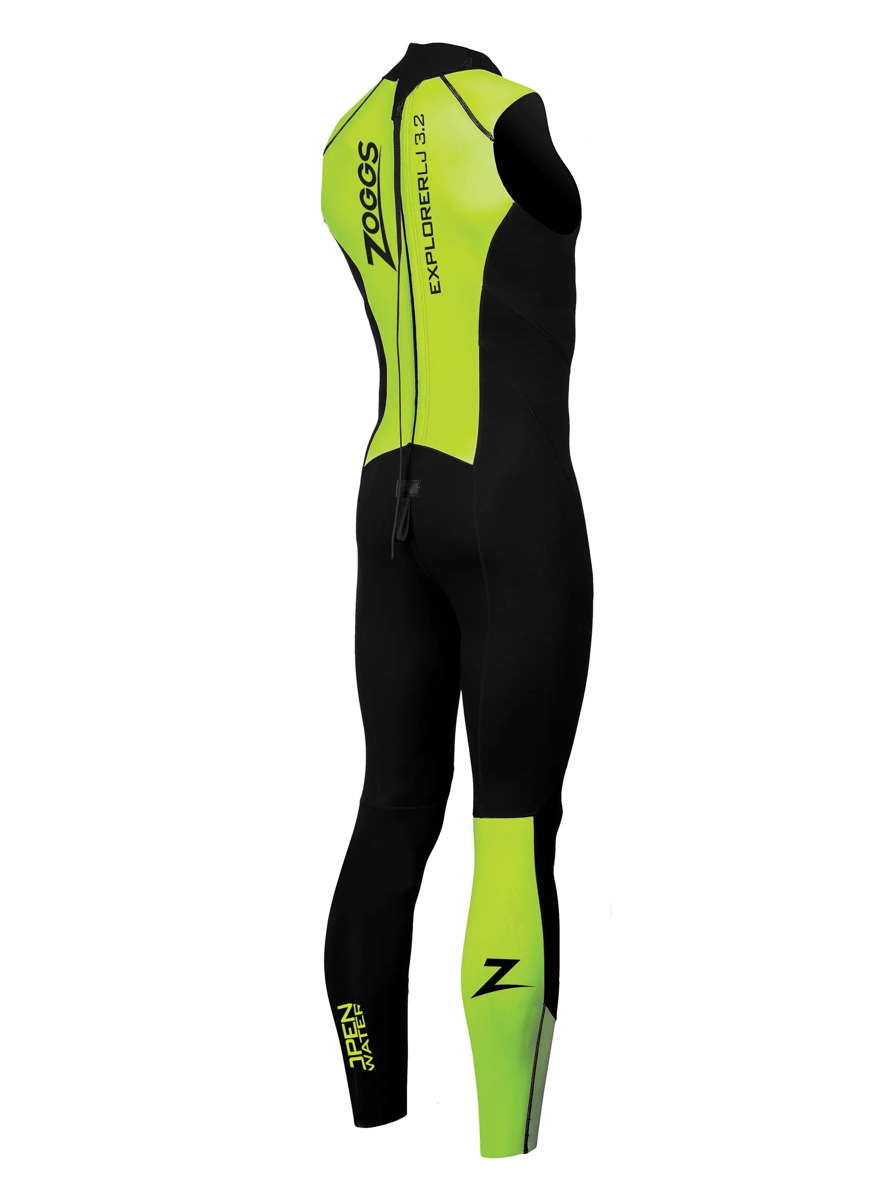 Sale,Clearance, Ansicht Großes Bild der Vorderseite Product detail - Zoggs Mens Swimming Explorer LJ Wetsuit 3/2/2 mm black/lime