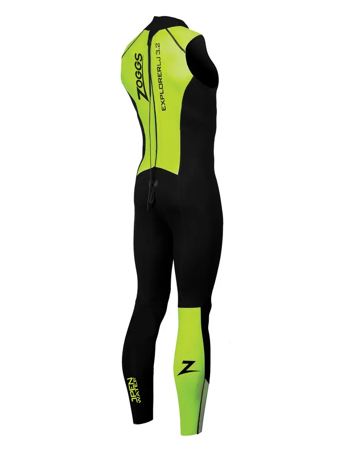 Sale,Clearance, Ansicht Großes Bild der Vorderseite Product detail - Zoggs Mens Swimming Explorer LJ Wetsuit 3/2/2 mm black/lime