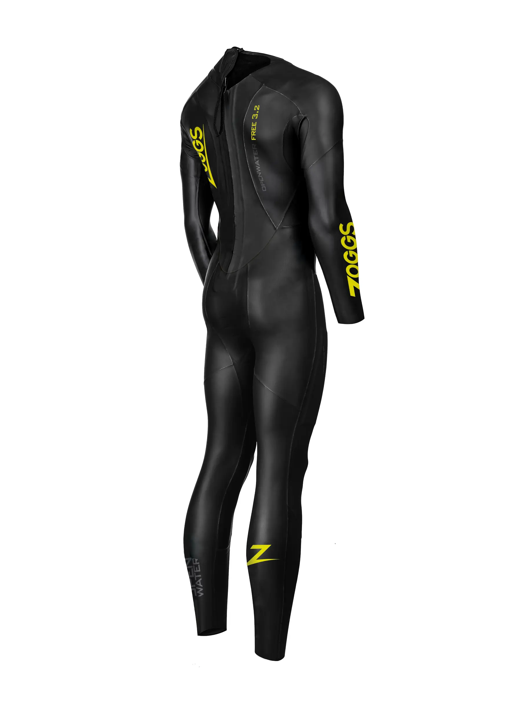 Sale,Clearance, Ansicht Großes Bild der Vorderseite Product detail - Zoggs Mens Swimming Openwater Free Wetsuit 3/2 mm black/yellow