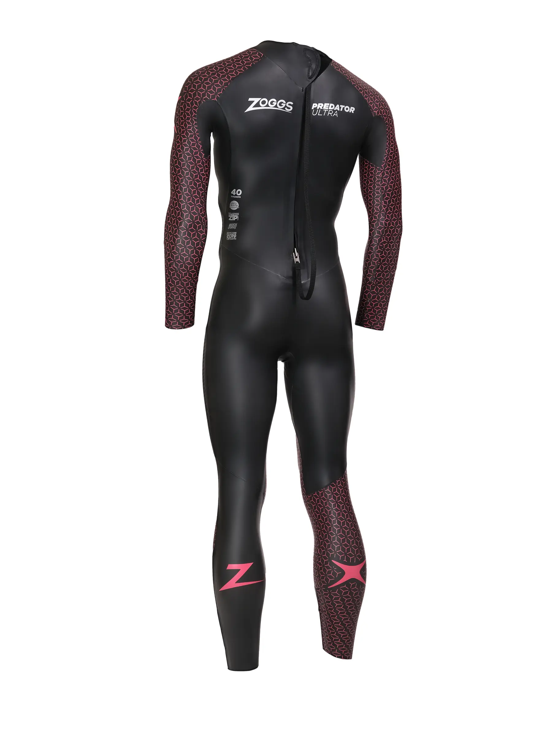 , Ver imagen de tamaño completo de Vista frontal de Product detail - Mens FS Triathlon Wetsuit - Predator Ultra black/red