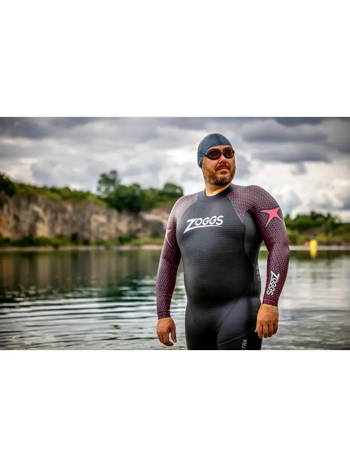 , view full size image of Front view of Product detail - Mens FS Triathlon Wetsuit - Predator Ultra black/red