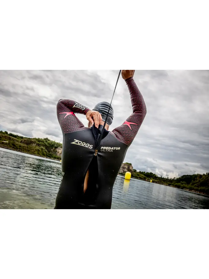 , view full size image of Front view of Product detail - Mens FS Triathlon Wetsuit - Predator Ultra black/red