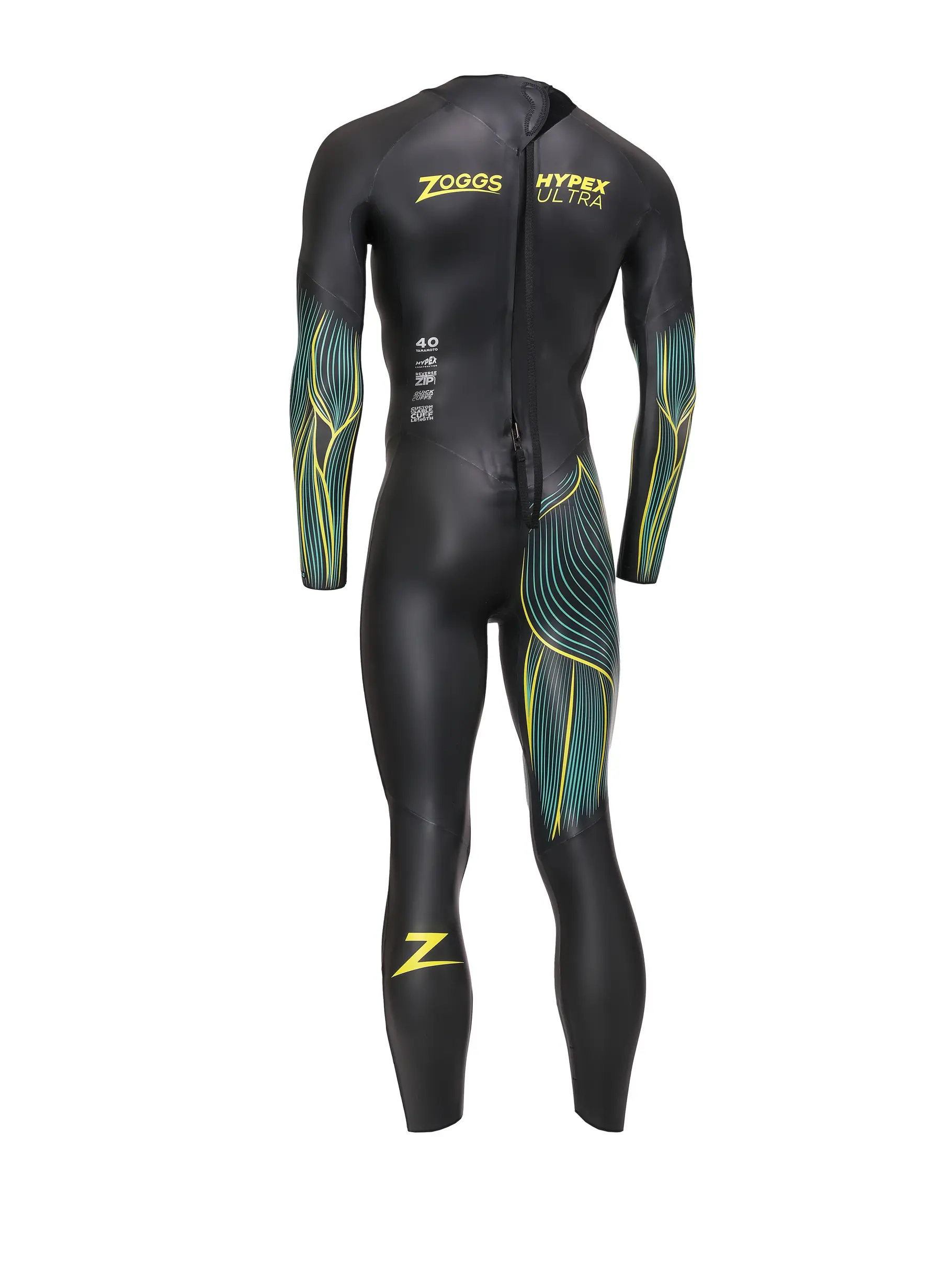 , view full size image of Front view of Product detail - Mens FS Triathlon Wetsuit - Hypex Ultra black/yellow