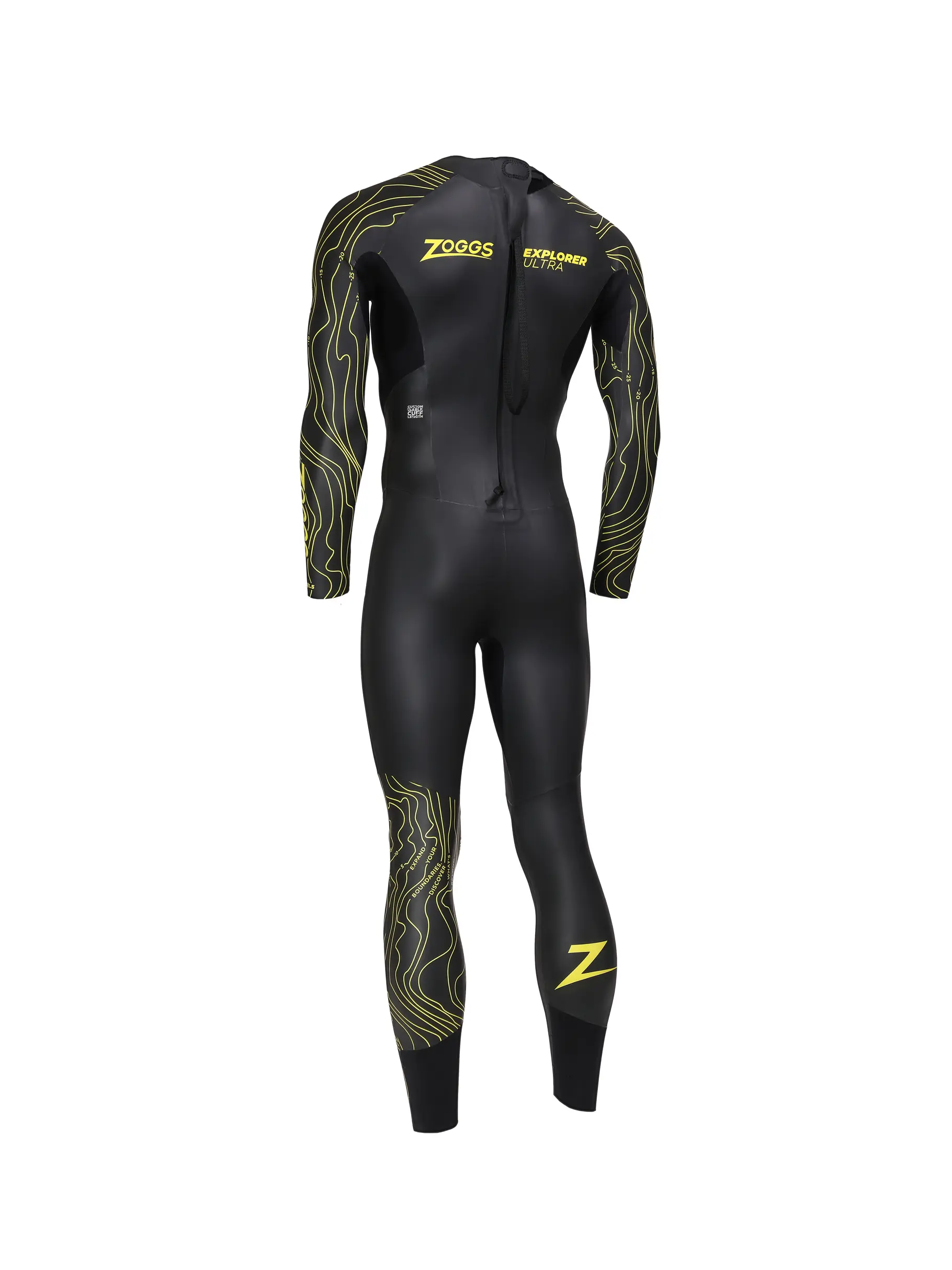 , view full size image of Front view of Product detail - Mens FS Open Water Wetsuit - Explorer Ultra black/yellow