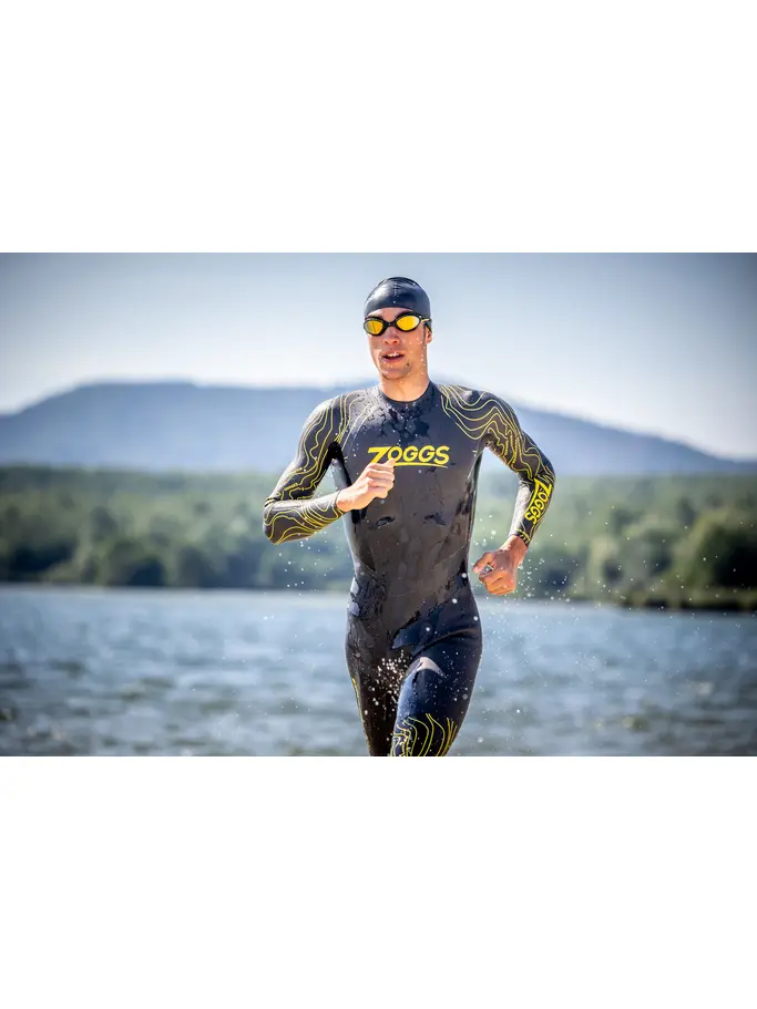 , view full size image of Front view of Product detail - Mens FS Open Water Wetsuit - Explorer Ultra black/yellow