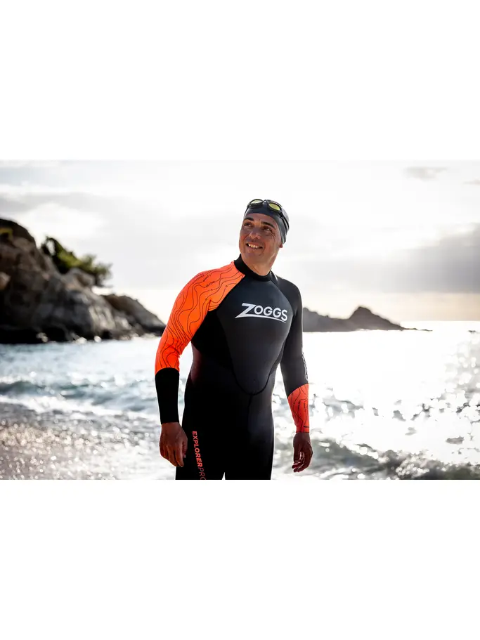 , view full size image of Front view of Product detail - Mens FS Open Water Wetsuit - Explorer Pro black/red