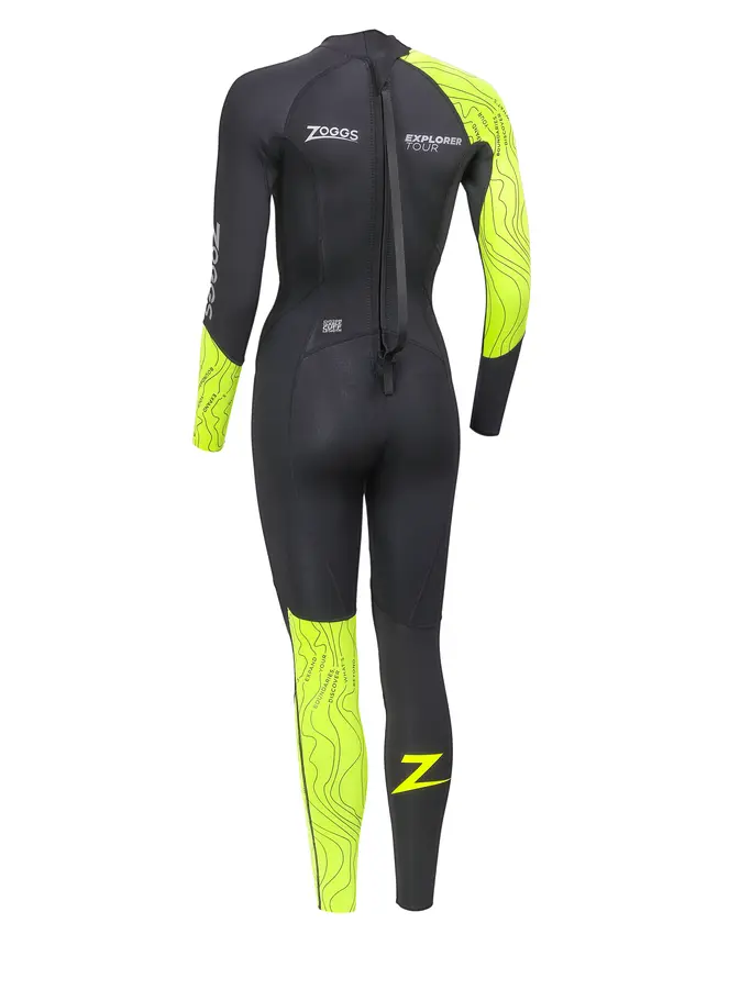 , Ver imagen de tamaño completo de Vista frontal de Product detail - Womens FS Open Water Wetsuit - Explorer Tour black/yellow