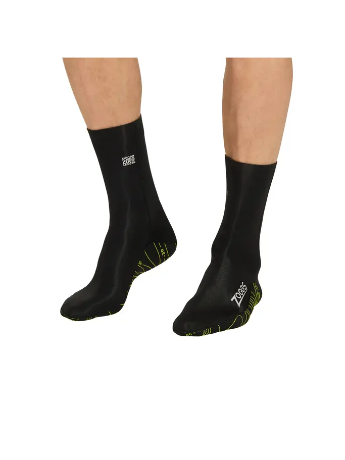 New, Ansicht Großes Bild der Vorderseite Product detail - Zoggs 2mm Neoprene Swimming Socks black/yellow