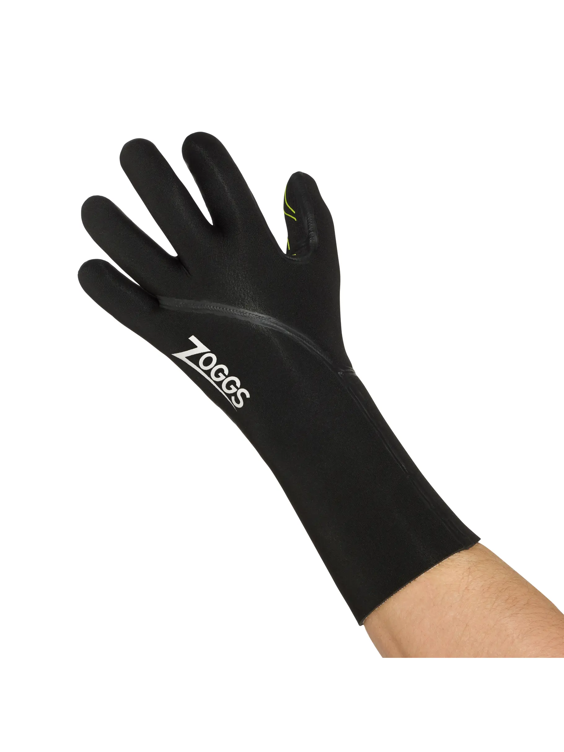 New, Ansicht Großes Bild der Vorderseite Product detail - Neoprene Swimming Gloves - 3mm black/yellow