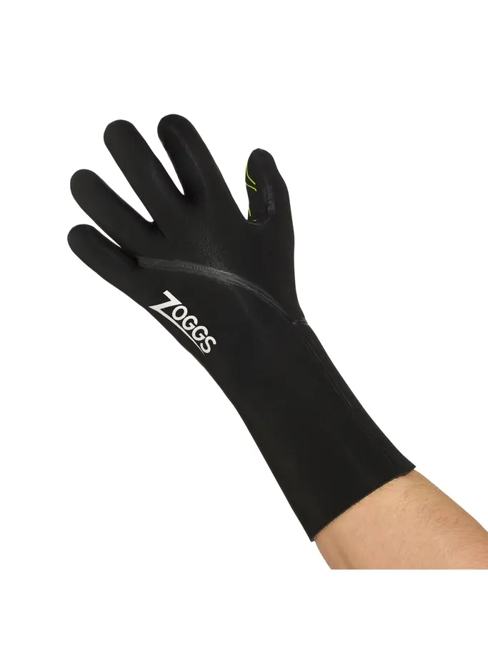 New, view full size image of Front view of Product detail - Neoprene Swimming Gloves - 3mm black/yellow