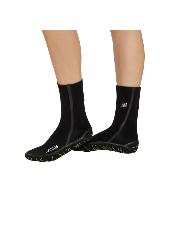 New, view full size image of Front view of Product detail - Neoprene Swimming Socks - 3mm black/yellow