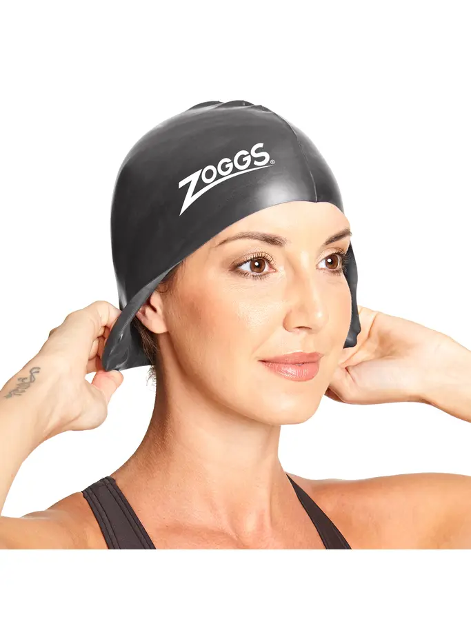 , view full size image of Front view of Product detail - Silicone Swimming Cap black