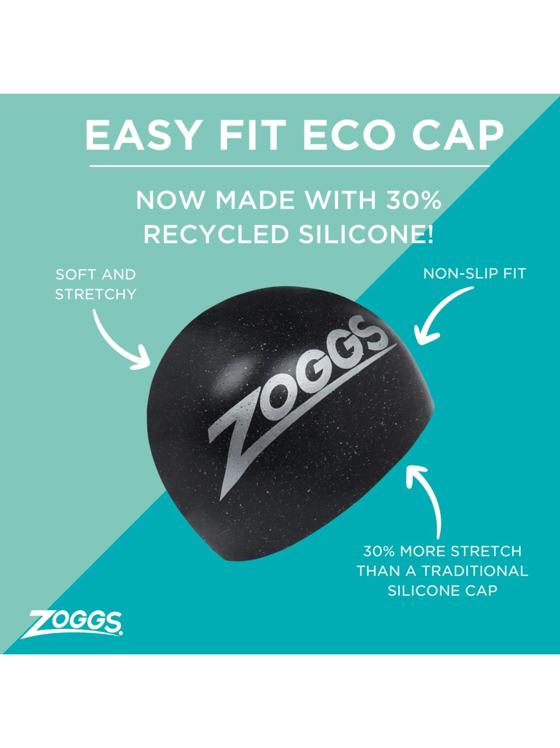 New, Ansicht Großes Bild der Vorderseite Product detail - Easy Fit Eco Swimming Cap black