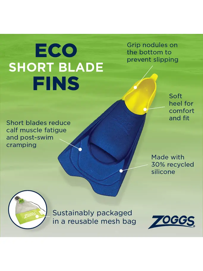 Sale,Clearance, view full size image of Front view of Product detail - Eco Short Blade Fins - US 5-6 blue/yellow