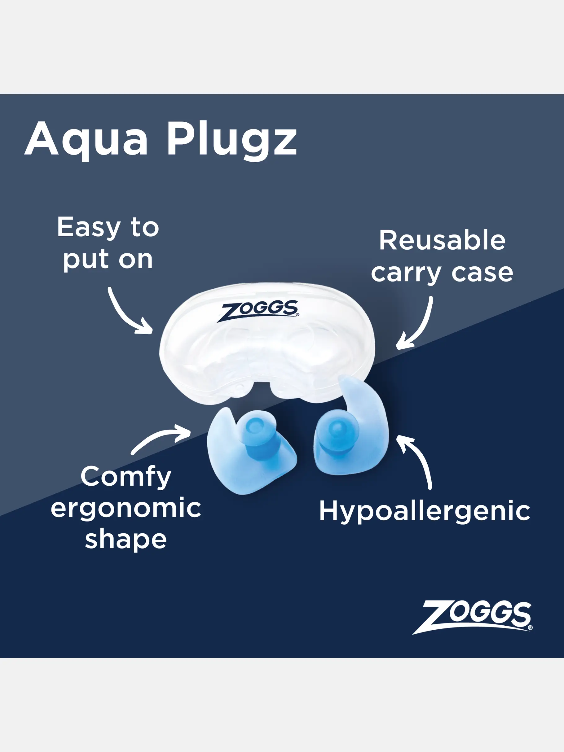 Out of Stock, visualizzare l'immagine full size della vista frontale di Product detail - Aqua Plugz Swim Ear Plugs blue