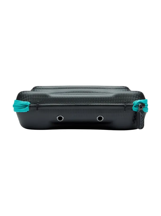 , view full size image of Front view of Product detail - Elite Swimming Goggle Case black/turquoise