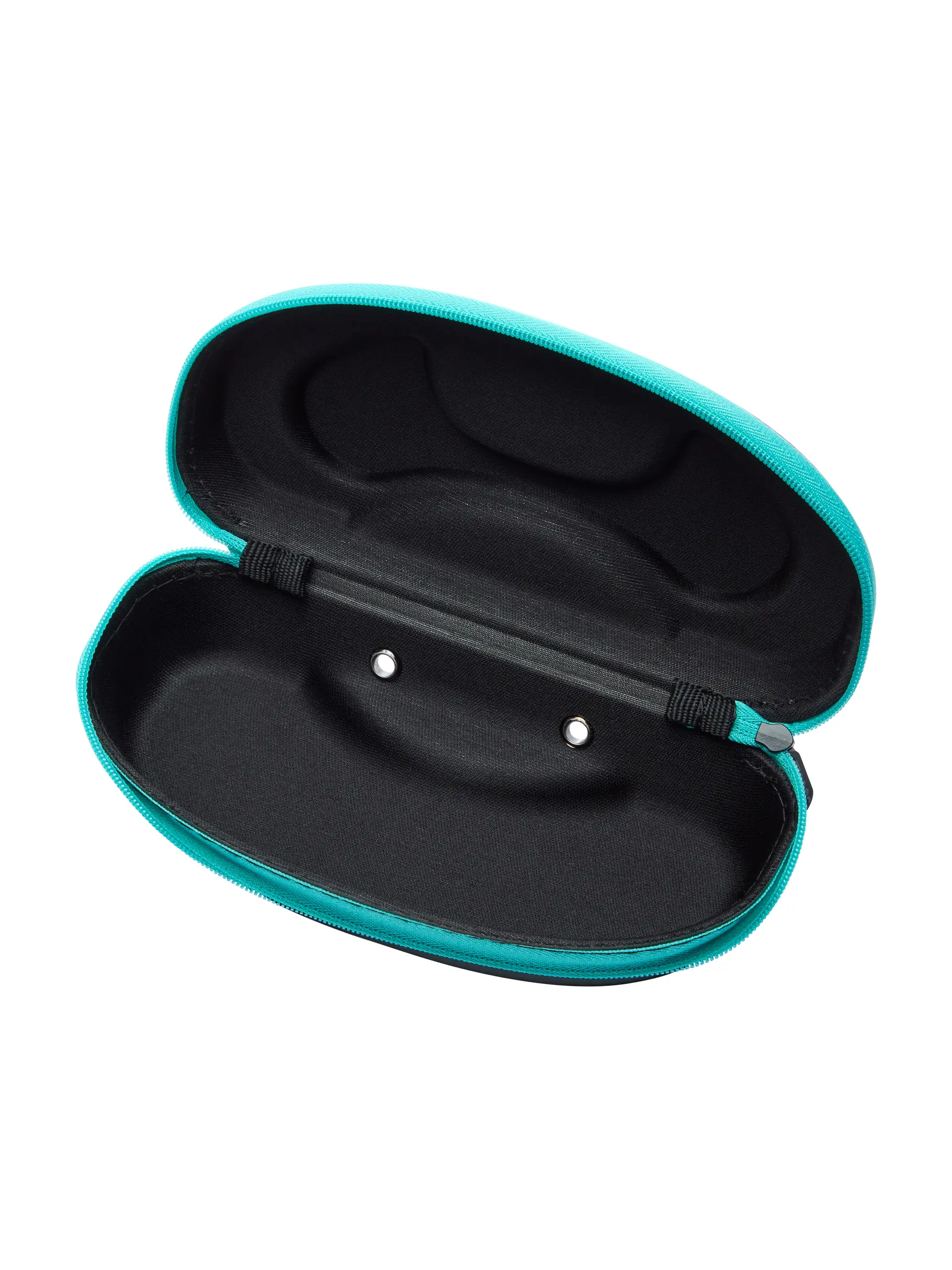, view full size image of Front view of Product detail - Elite Swimming Goggle Case black/turquoise