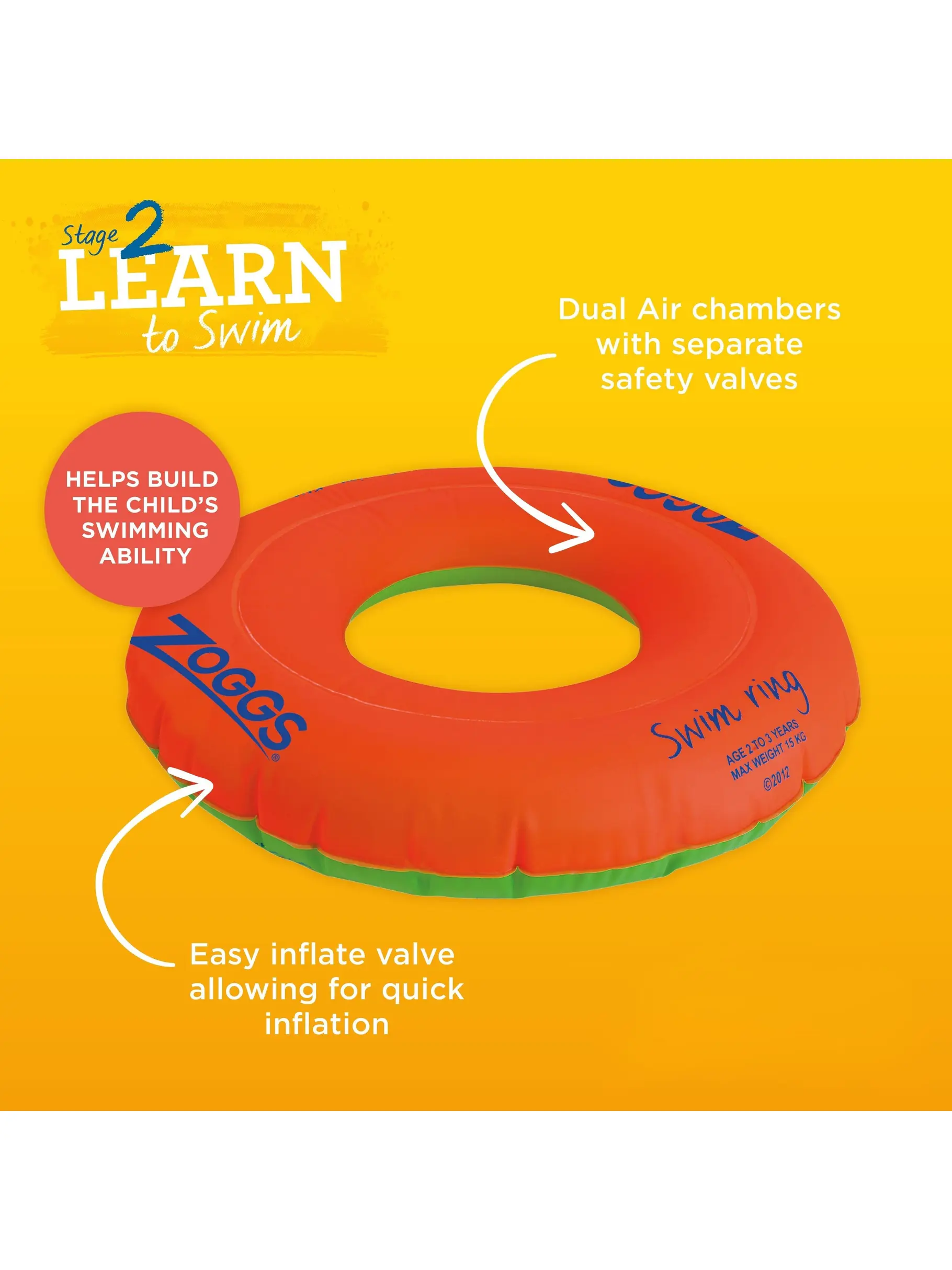 , view full size image of Front view of Product detail - Inflatable Swimming Ring ORGN