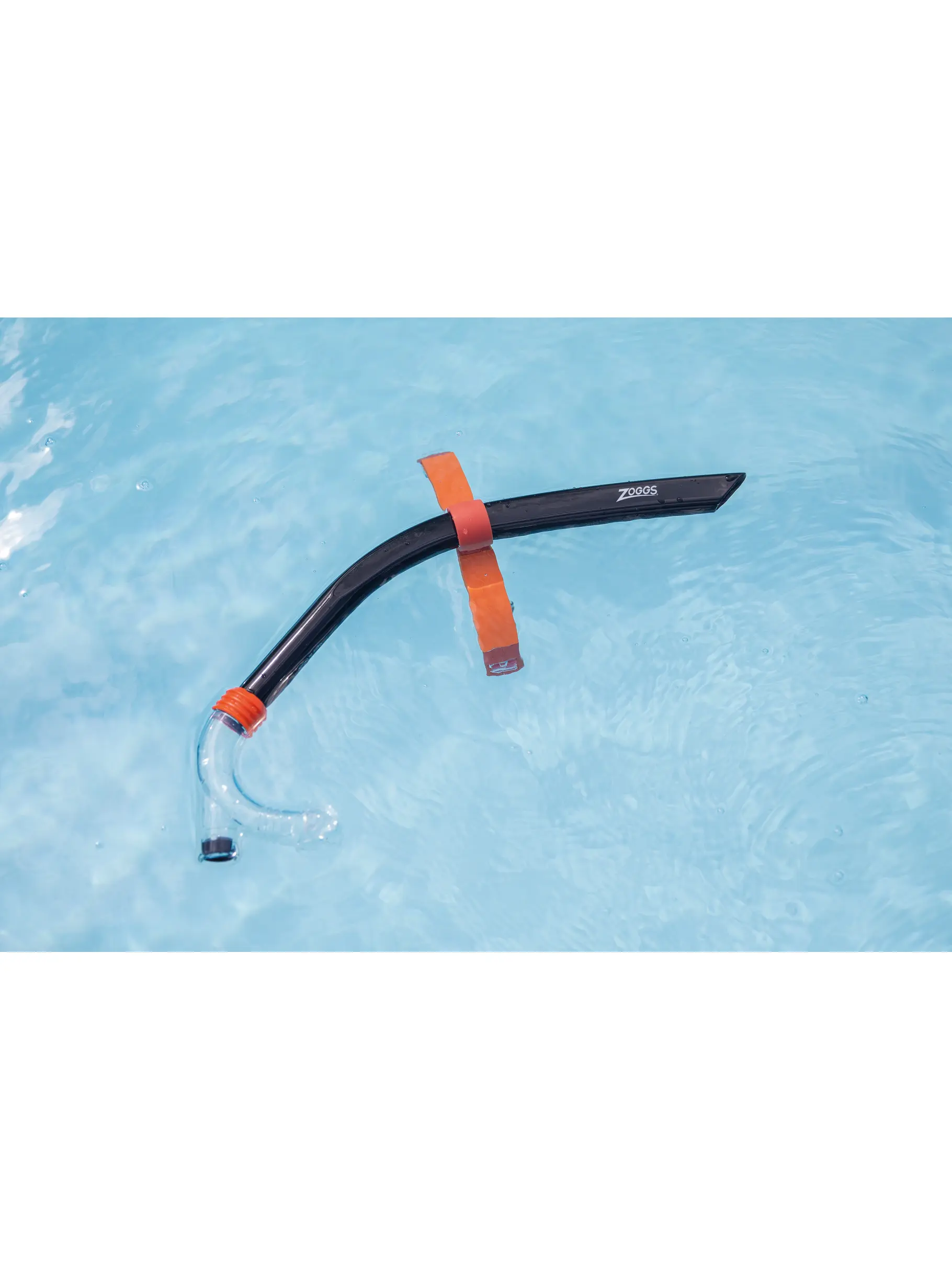 , view full size image of Front view of Product detail - Centre Line Swimming Snorkel black/orange