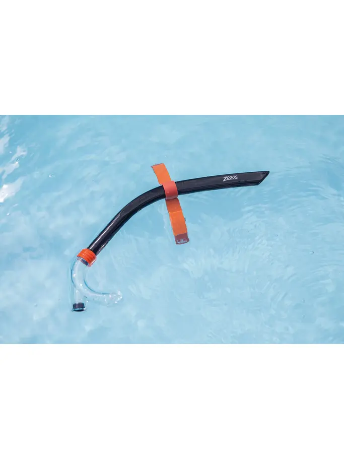 , view full size image of Front view of Product detail - Centre Line Swimming Snorkel black/orange