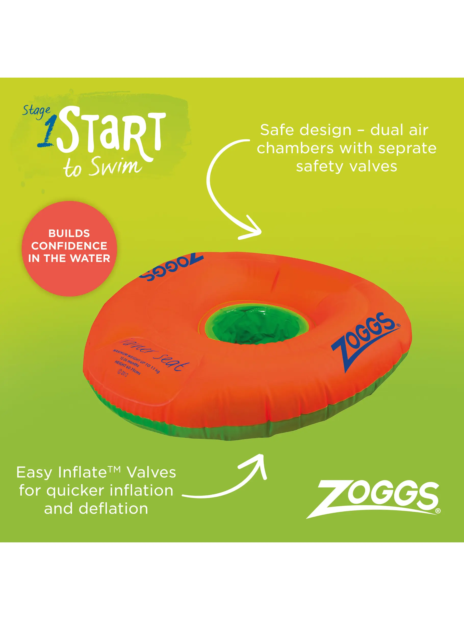 , visualizzare l'immagine full size della vista frontale di Product detail - Inflatable Swimming Trainer Seat - 12-24 Months