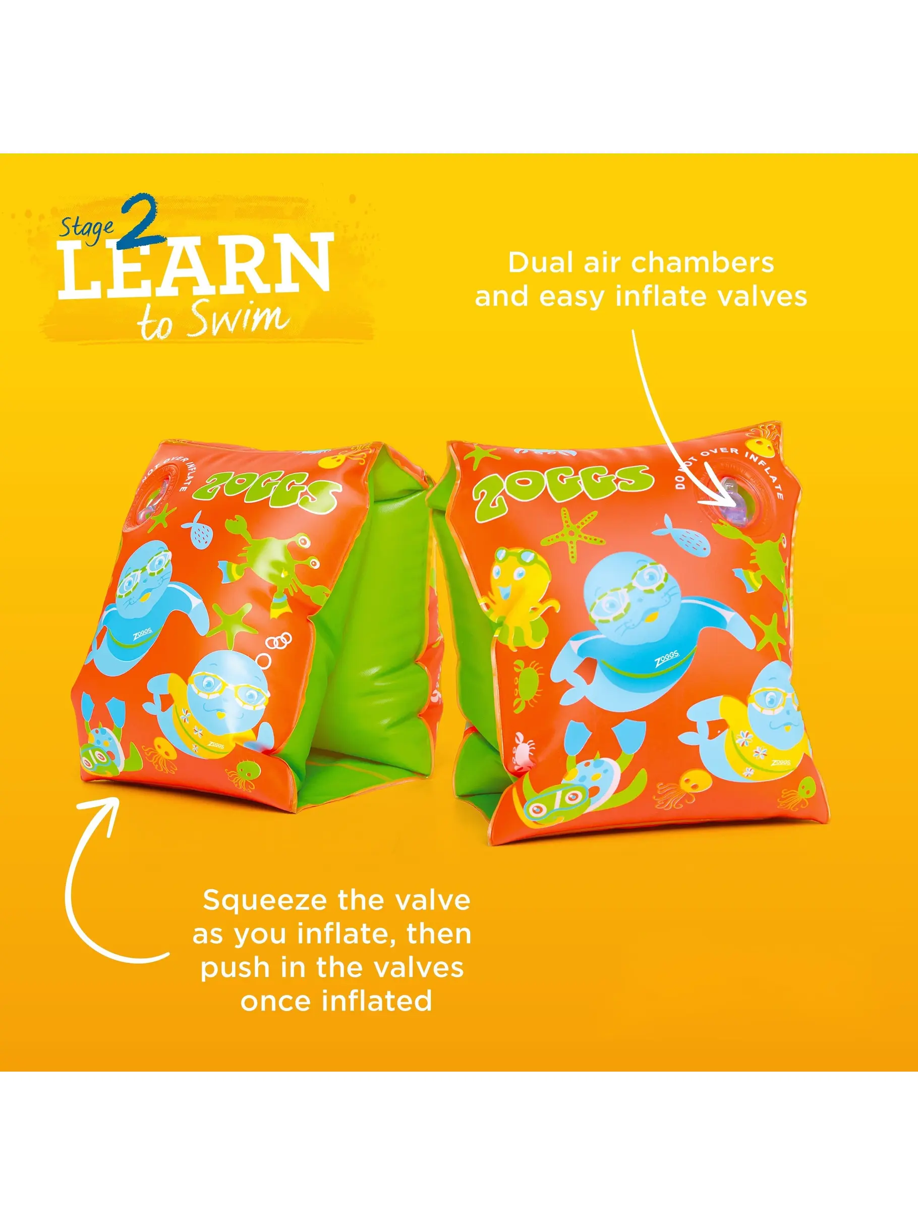 , Ansicht Großes Bild der Vorderseite Product detail - Inflatable Zoggy Armbands - 1-6 Years