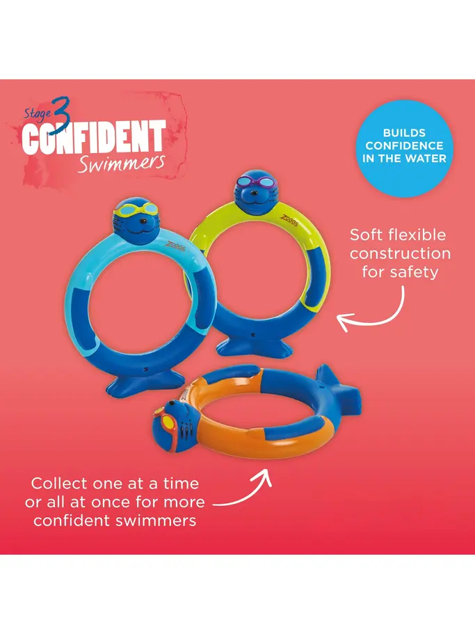 , view full size image of Front view of Product detail - Pool Toy - Zoggy Dive Rings AST
