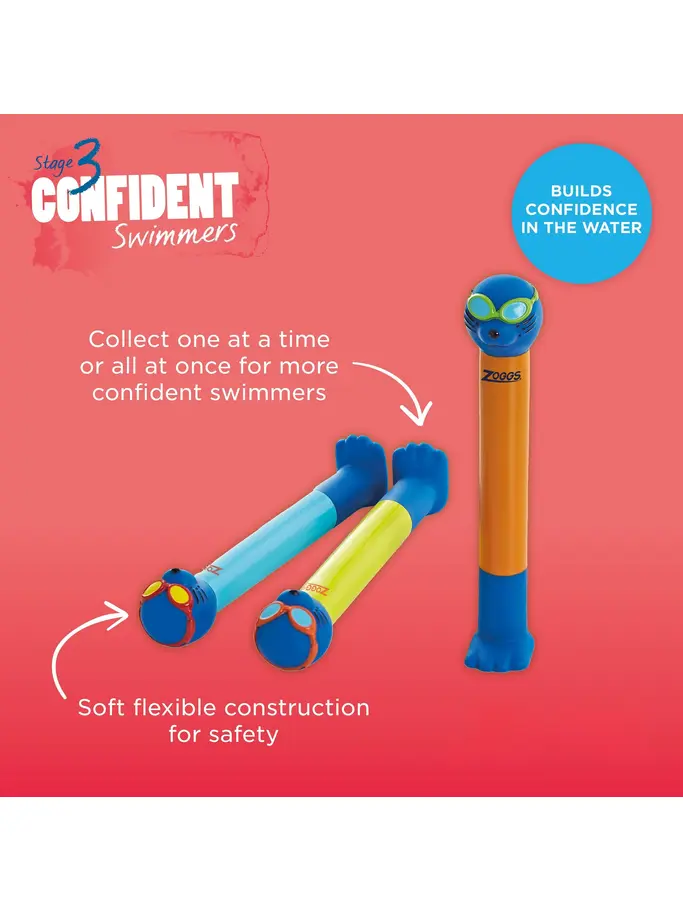 , view full size image of Front view of Product detail - Pool Toy - Zoggy Dive Sticks AST