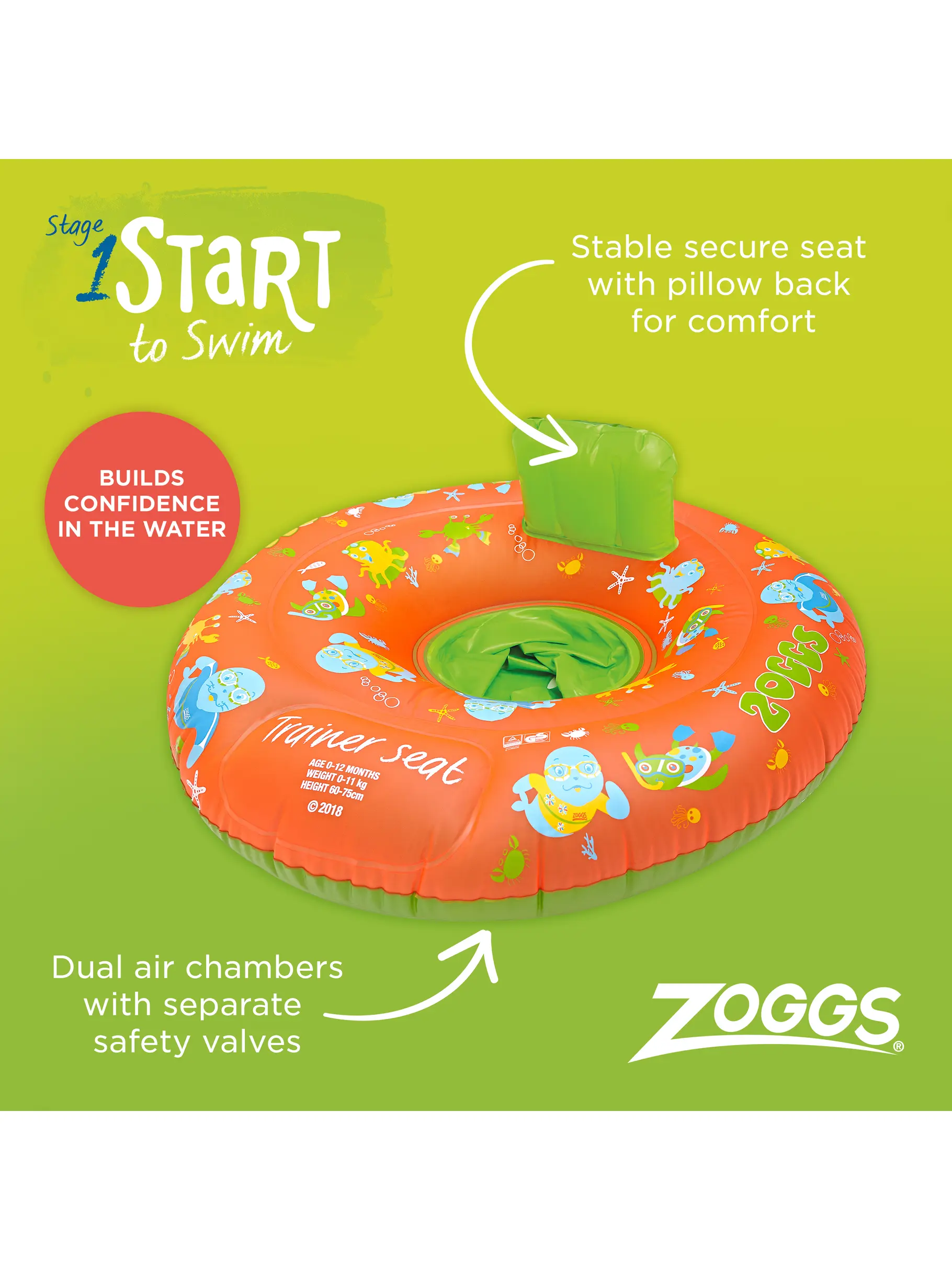 Sale, Ansicht Großes Bild der Vorderseite Product detail - Inflatable Swimming Trainer Seat - 3-12 Months