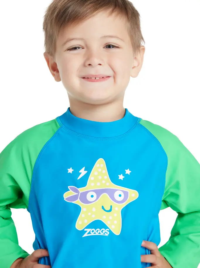 , view full size image of Front view of Product detail - Boys Super Star Long Sleeve Sun Top SPST