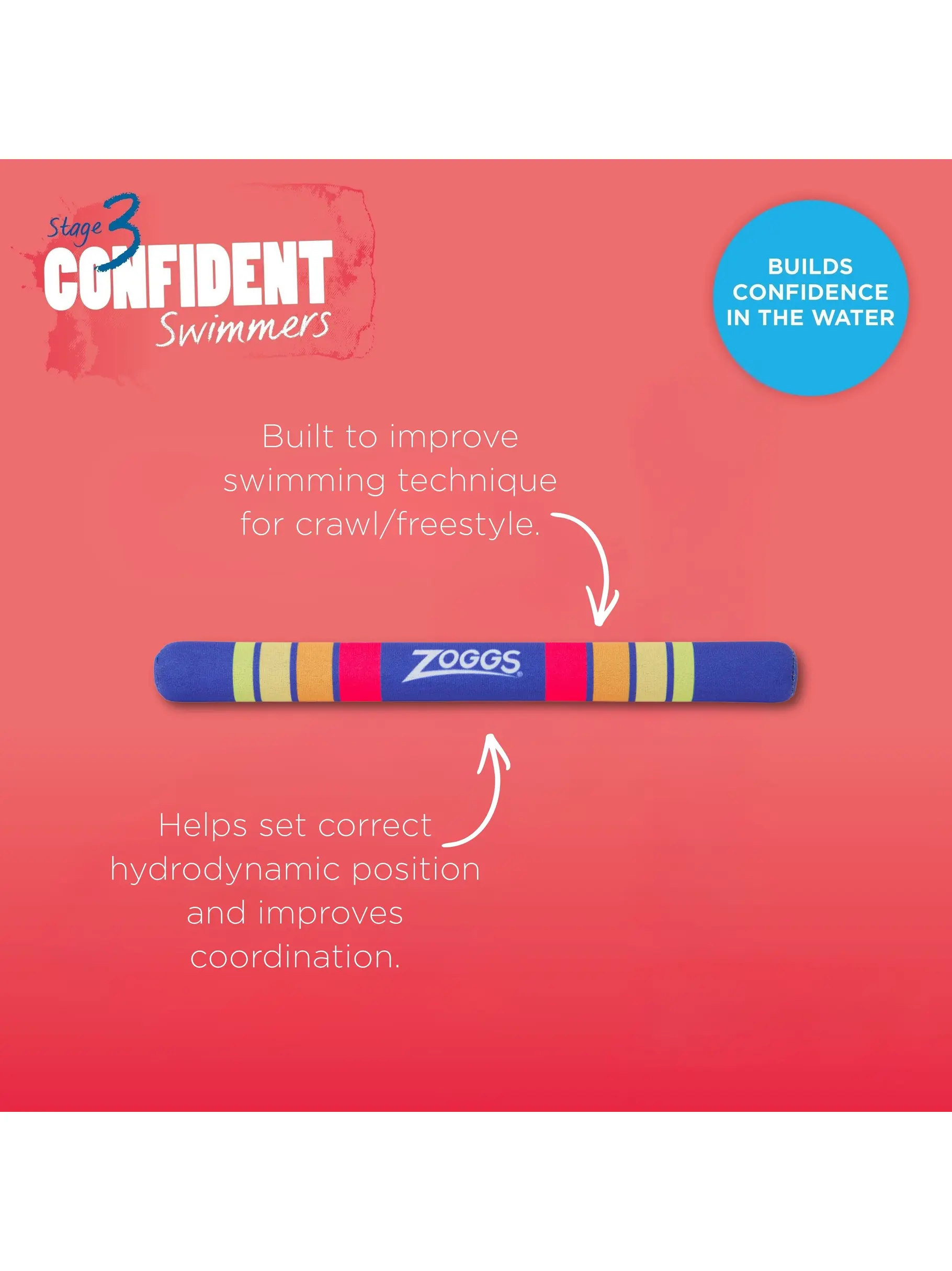 New, view full size image of Front view of Product detail - Swim Stroke Training-Stick blue