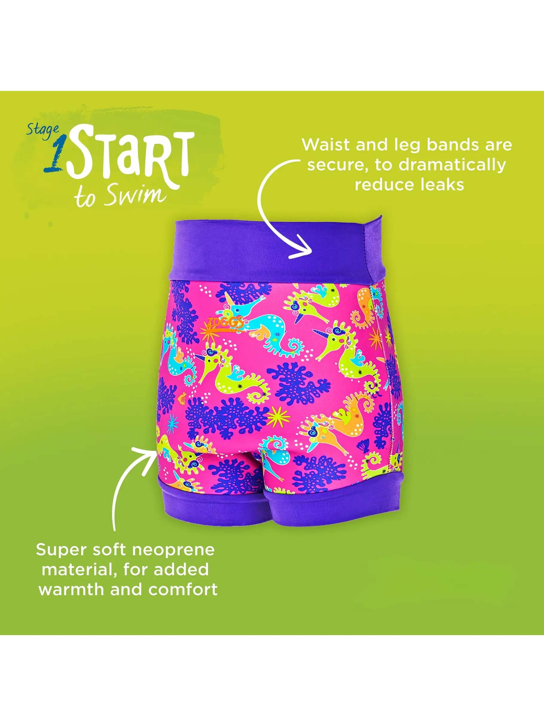 Sale, view full size image of Front view of Product detail - Sea Unicorn Swimsure Nappy pink