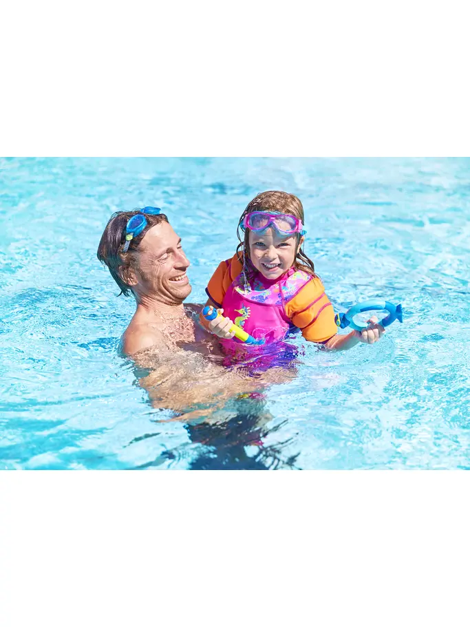 Sale,Clearance, view full size image of Front view of Product detail - Sea Unicorn Water Wings Floatsuit pink