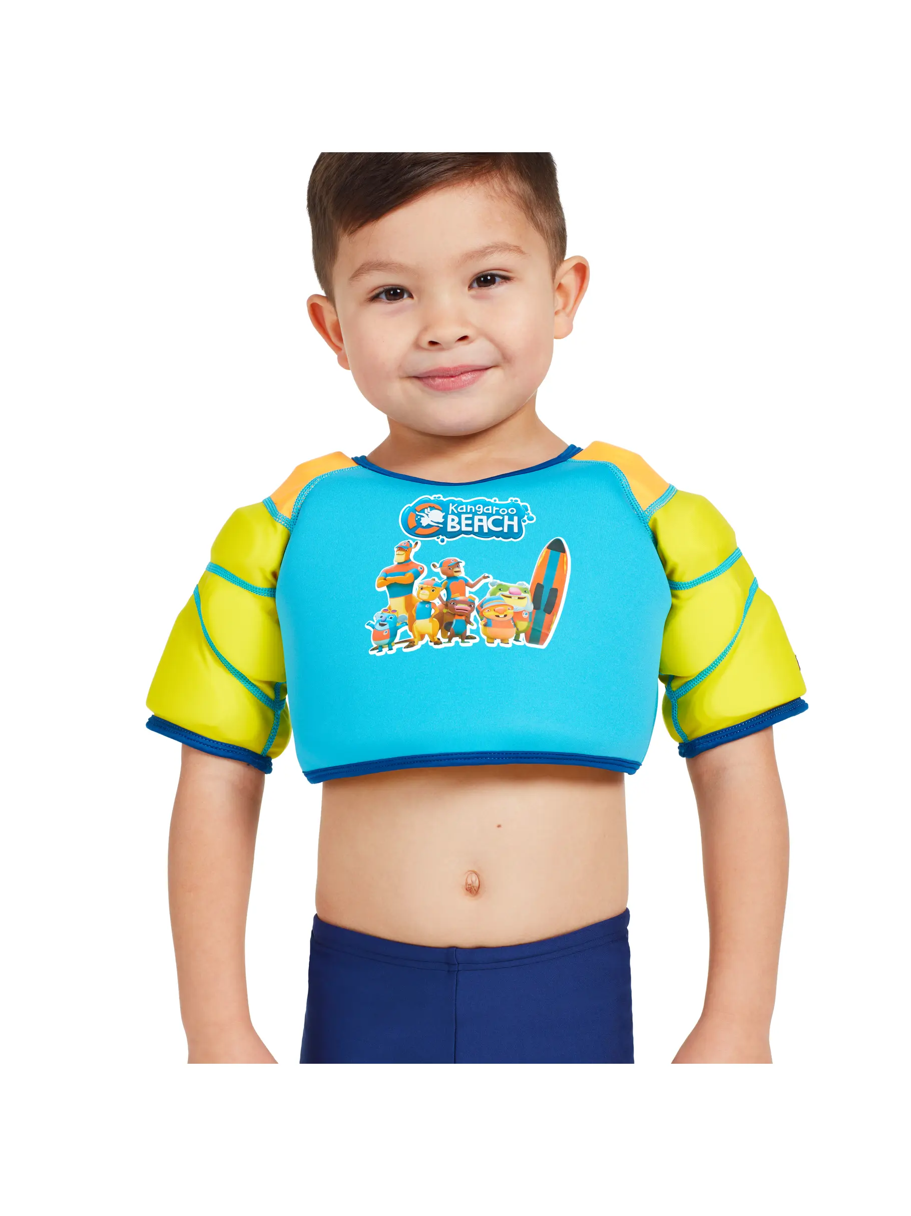 Sale, view full size image of Front view of Product detail - Blue Kangaroo Beach Water Wings Vest blue/yellow