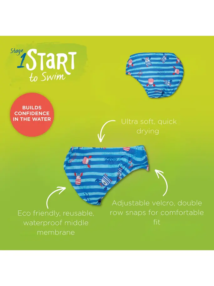 , Ver imagen de tamaño completo de Vista frontal de Product detail - Nautical Stripes & Crabs Adjustable Swim Nappy NAST