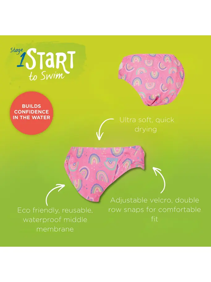 New, view full size image of Front view of Product detail - Rainbow Adjustable Swimming Nappy RNMG