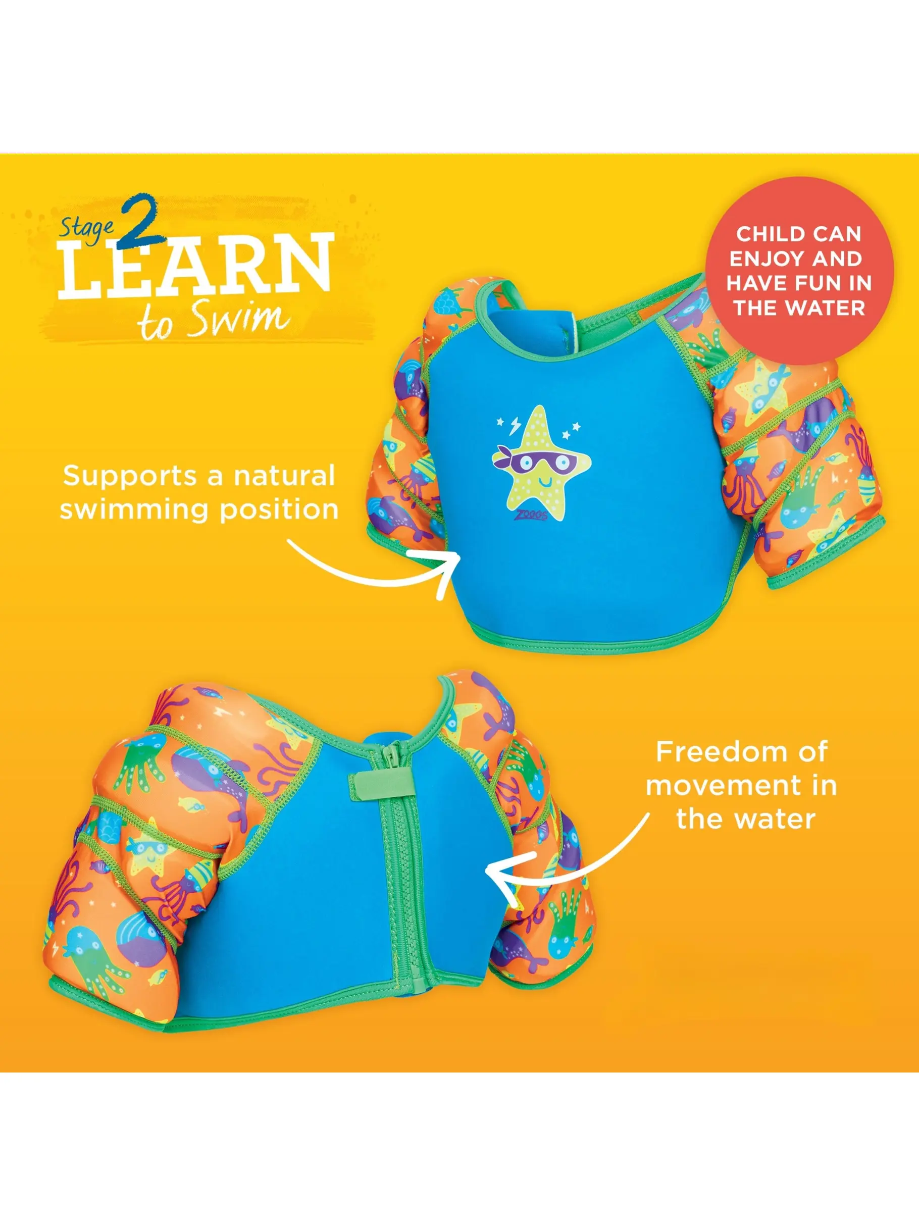 , view full size image of Front view of Product detail - Super Star Water Wings Vest SSEU