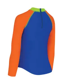 Display front view 2 of Product detail - Dino Blue Long Sleeve Zip Sun Top DIBL