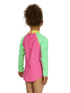 Display front view 2 of Product detail - Rainbow Magenta Long Sleeve Zip Sun Top RNMG