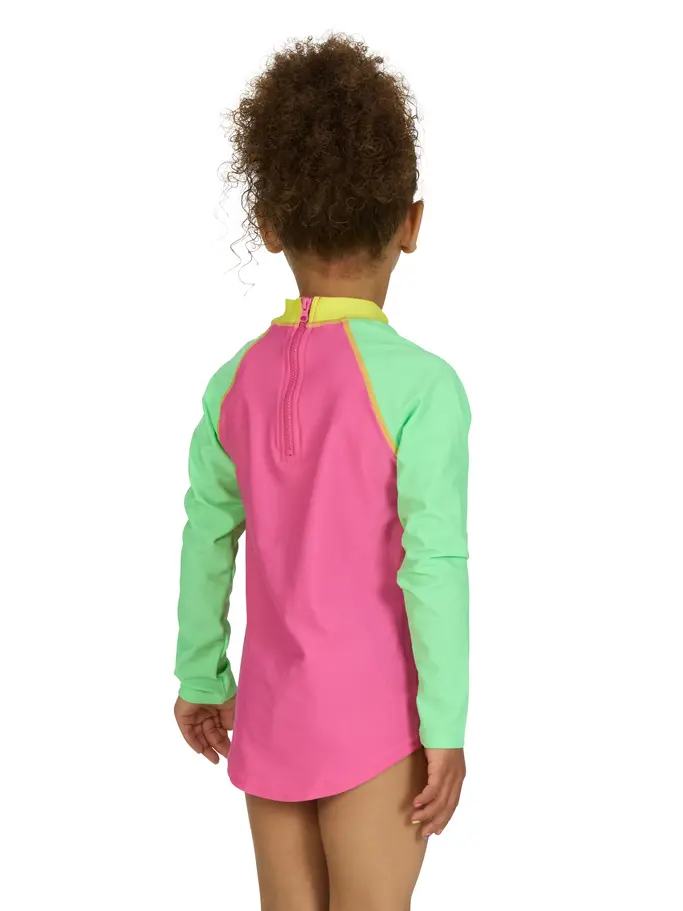 New, view full size image of Front view of Product detail - Rainbow Magenta Long Sleeve Zip Sun Top RNMG
