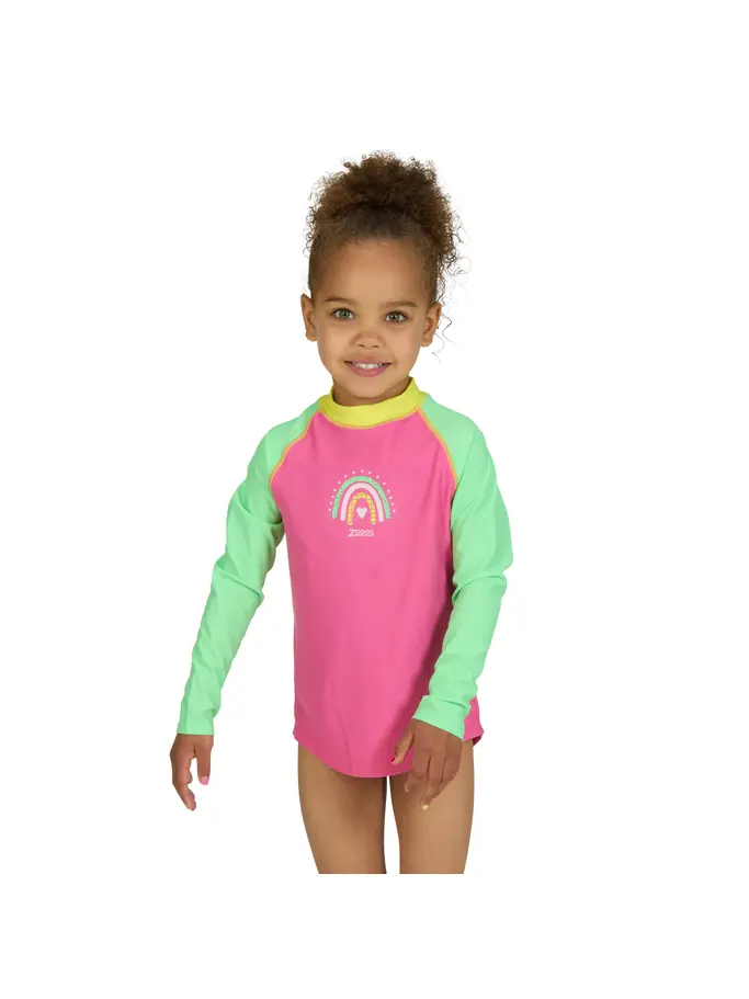 New, view full size image of Front view of Product detail - Rainbow Magenta Long Sleeve Sun Top RNMG