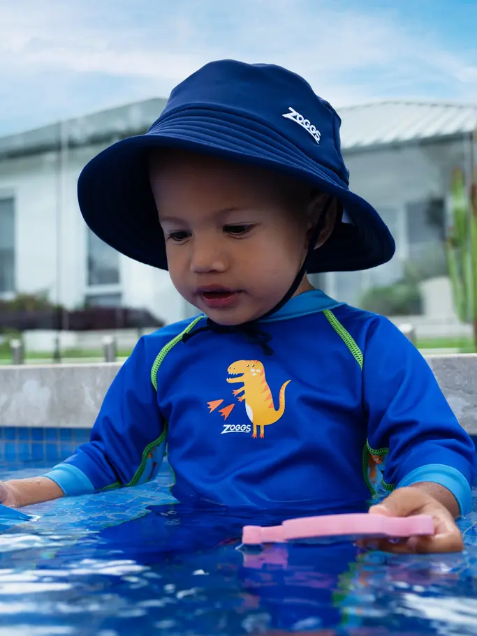 New, view full size image of Front view of Product detail - Dinos Fleece Lined Full Body Swimsuit DIBL