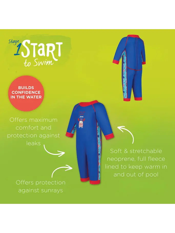 New, view full size image of Front view of Product detail - Nautical Fleece Lined Full Body Swimsuit NABL