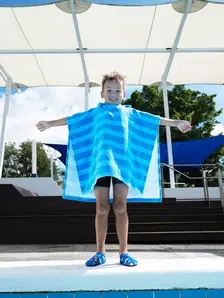 Display front view 5 of Product detail - Nautical Blue Striped Poncho Hooded Towel NAST