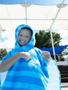 Display front view 6 of Product detail - Nautical Blue Striped Poncho Hooded Towel NAST