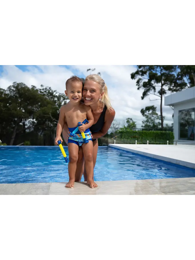 New, view full size image of Front view of Product detail - Dinos Blue Comfy Swimsure Nappy DILB